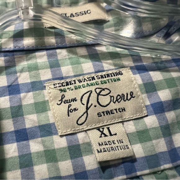 J. Crew Men’s XL Organic Cotton Blue Green Gingham Long Sleeve Button Down Y5 - Picture 3 of 4